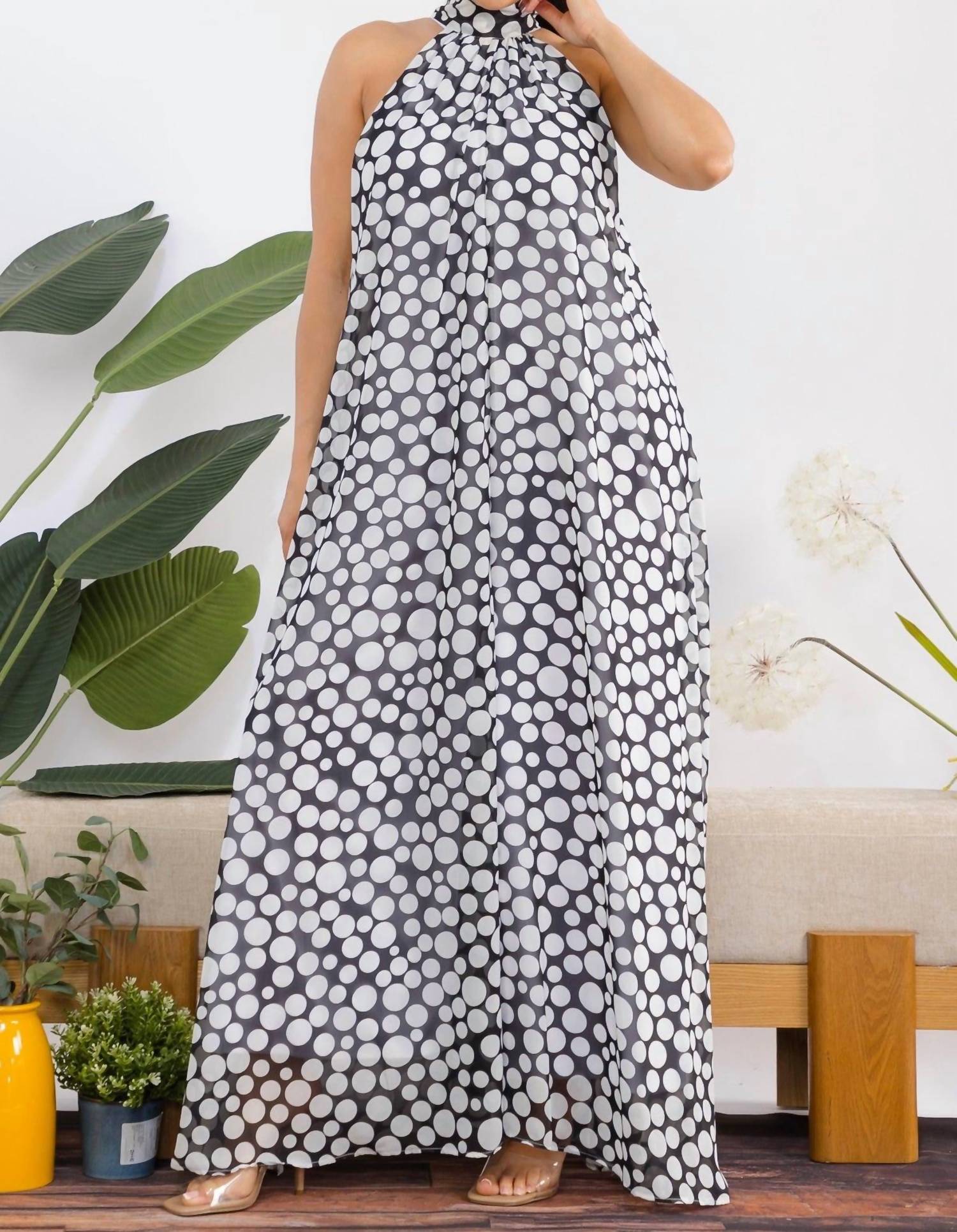 Karen T Design Polka Dot Halter Jumpsuit in black - women's pants - view 6