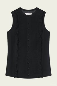 Frame - Sleeveless Ruffle Trim Blouse
