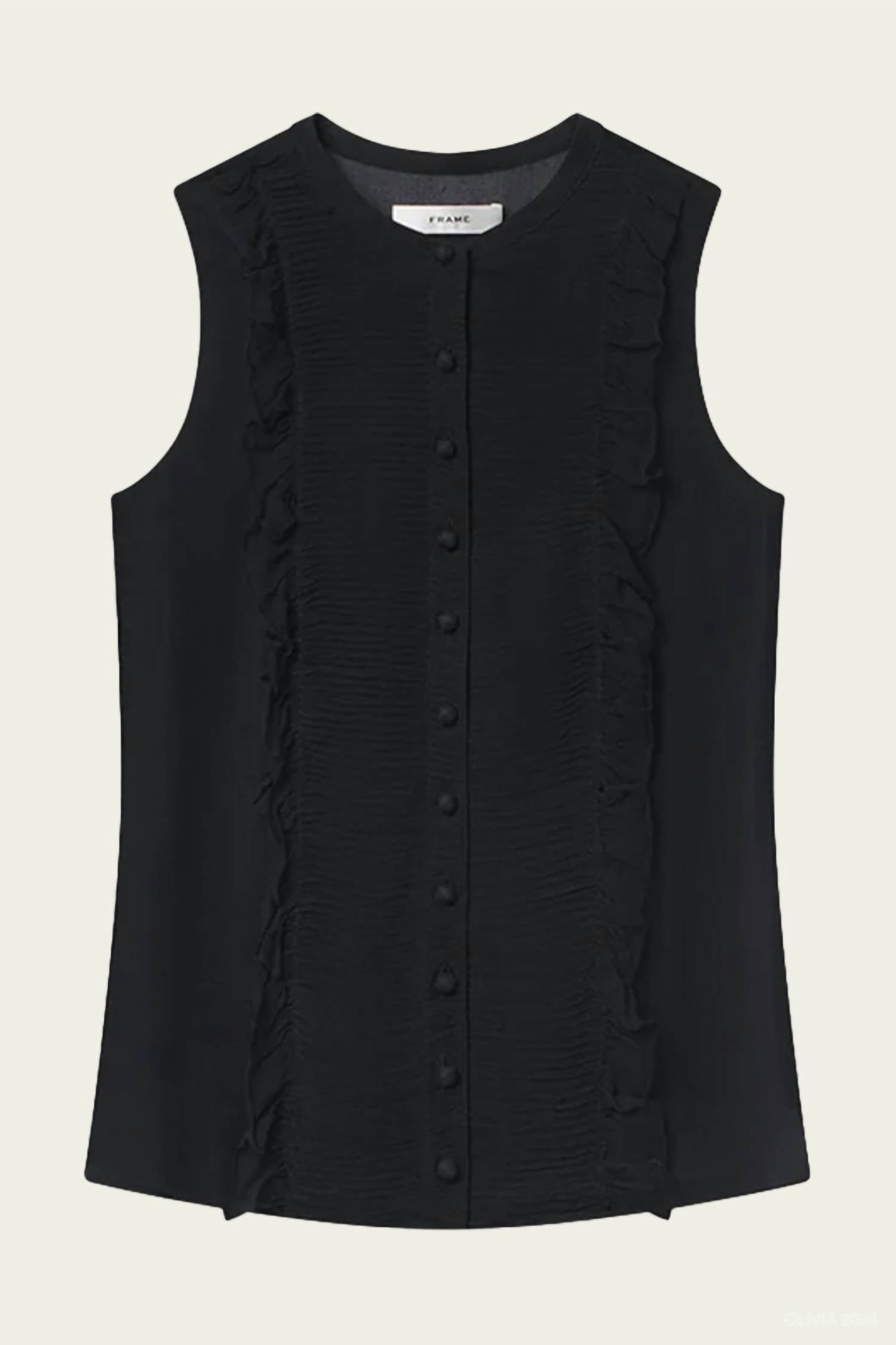 Frame - Sleeveless Ruffle Trim Blouse