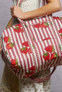 Pol - Women's Strawberry Quilted Weekender Bag