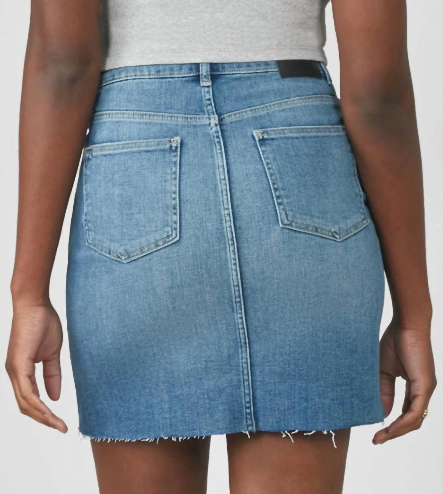 LOLA JEANS High Rise Denim Mini Skirt in blue - women's skirt - detail view