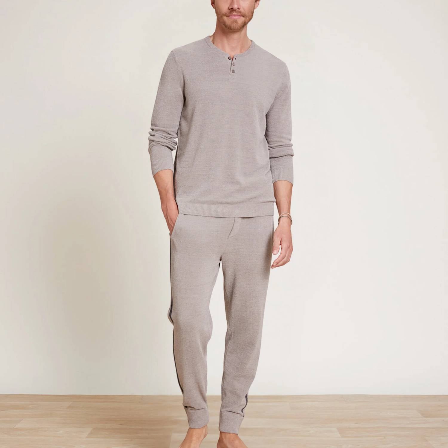 BAREFOOT DREAMS COZYCHIC ULTRA LITE HENLEY TOP in nickel - men's shirt