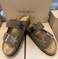 Post & Co. Women's Stars Alaska Slides in brown - women's shoe