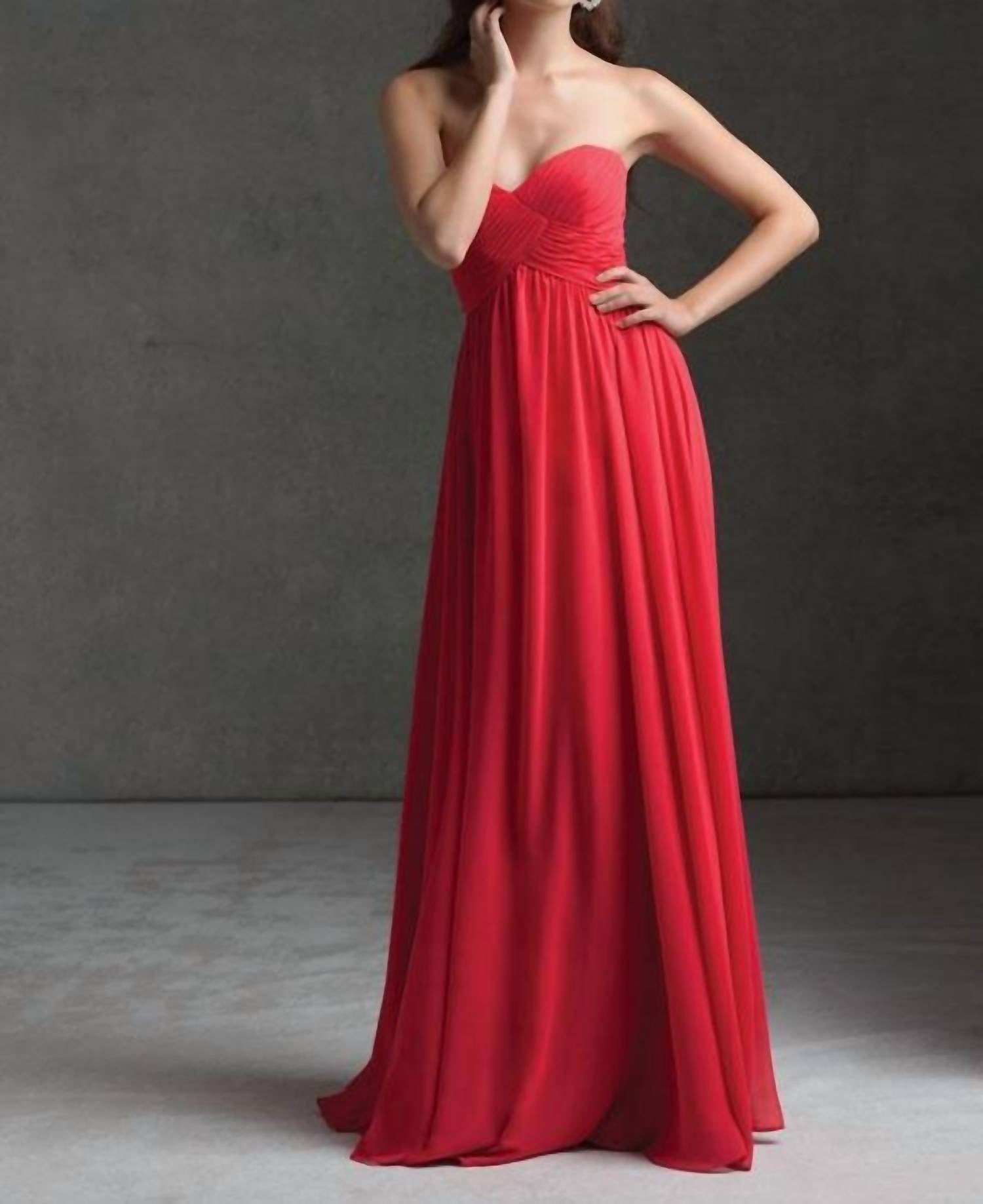 Morilee - Strapless Chiffon Maxi Dress