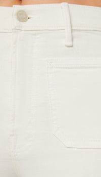 Mother The Hustler Patch Pocket Flood Pants in cream puffs - women's pants - detail view