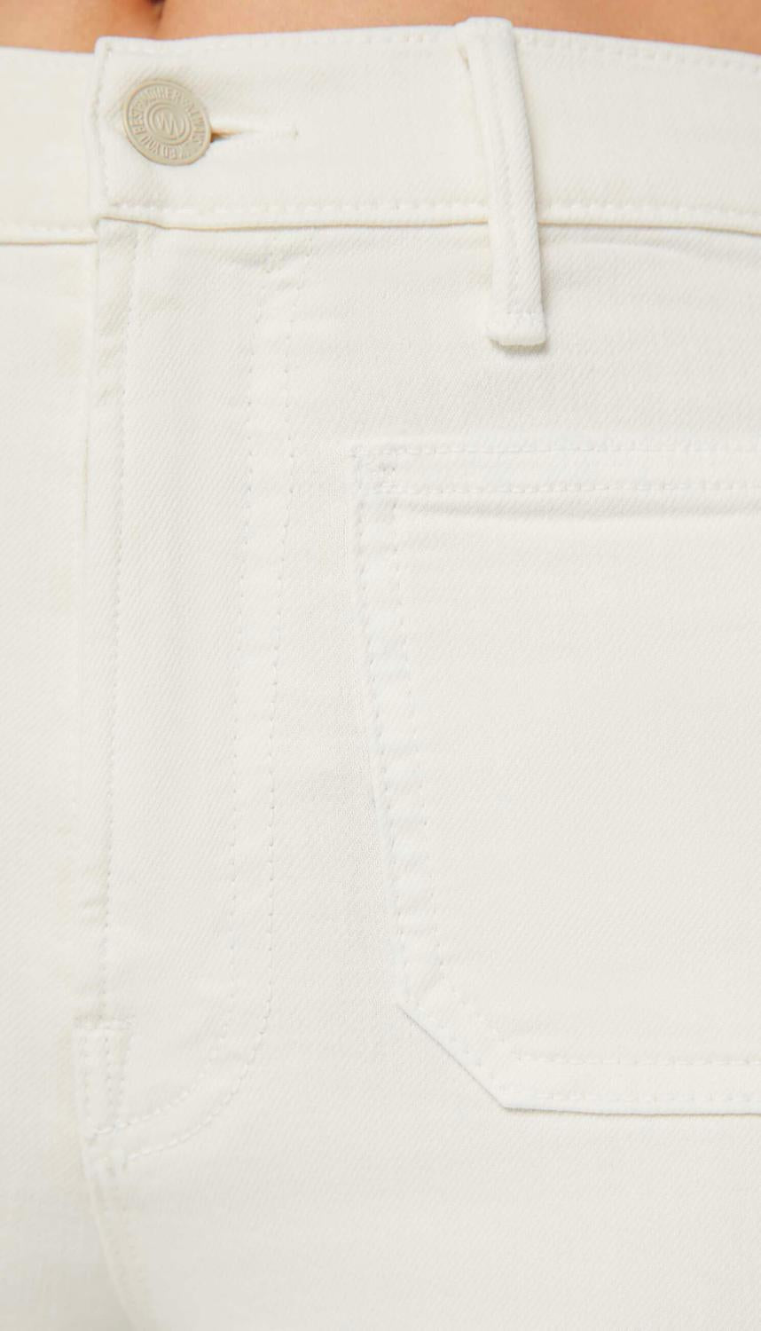 Mother The Hustler Patch Pocket Flood Pants in cream puffs - women's pants - detail view