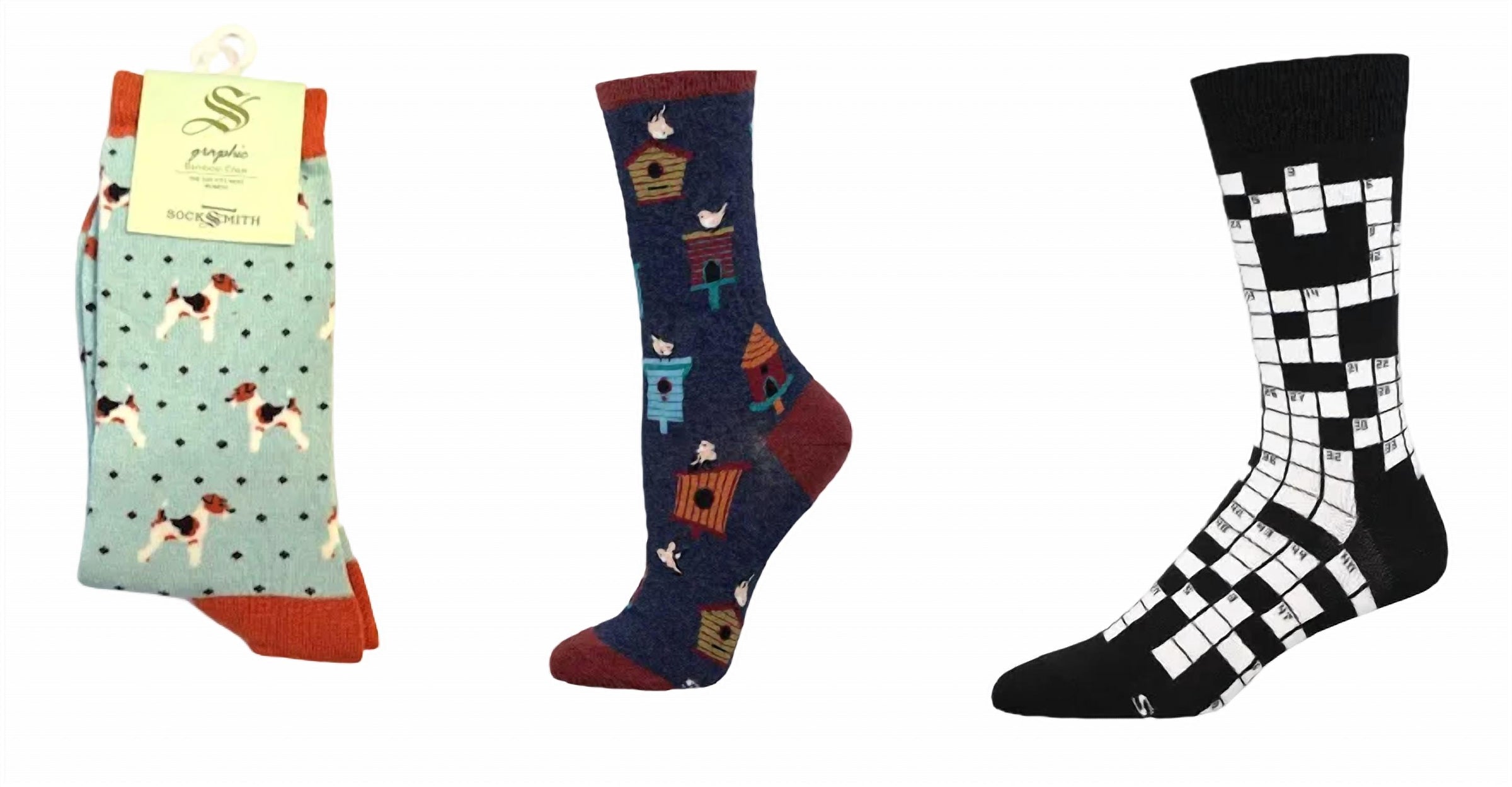 SOCKSMITH Women's Terriers & Birdhouses & Sunday Crossword Socks - Set Of 3 Pair in multi 1 - women's accessory