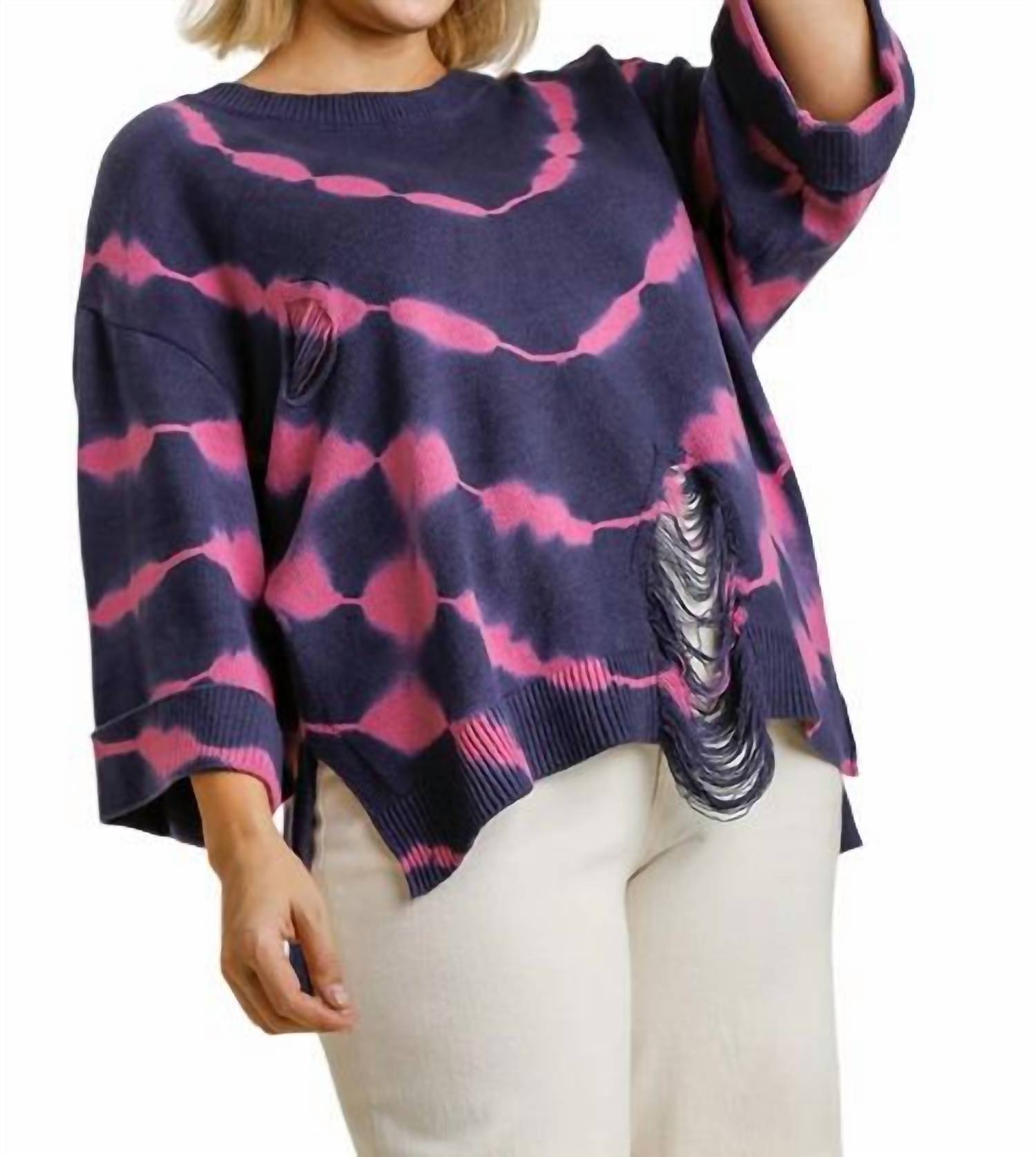 Umgee - Distressed Tie Dye Sweater