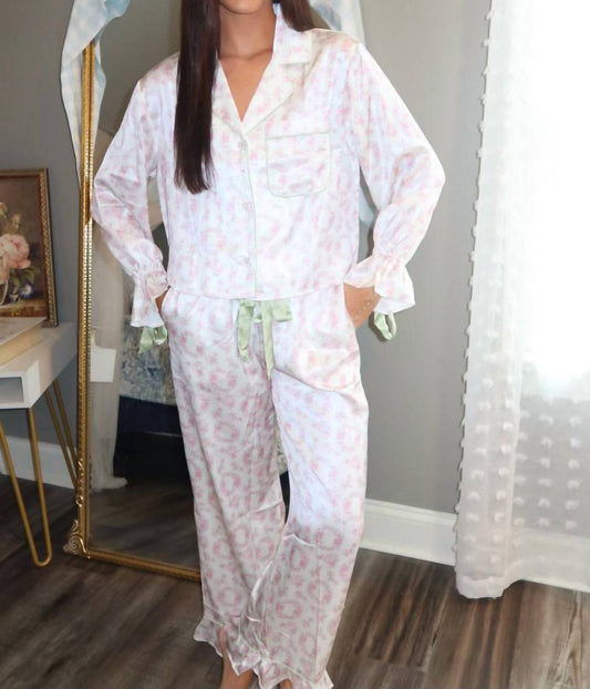 Peach Love - Floral Satin Pajama Set