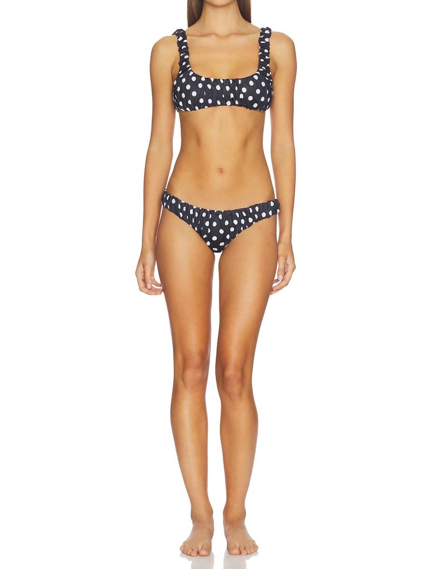 CAROLINE CONSTAS Dorit And Bikini Bottom Top Set in black and ivory polka dot - women's swimwear - view 4