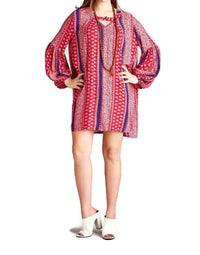 Velzera - Floral Paisley Keyhole Neckline Mini Dress