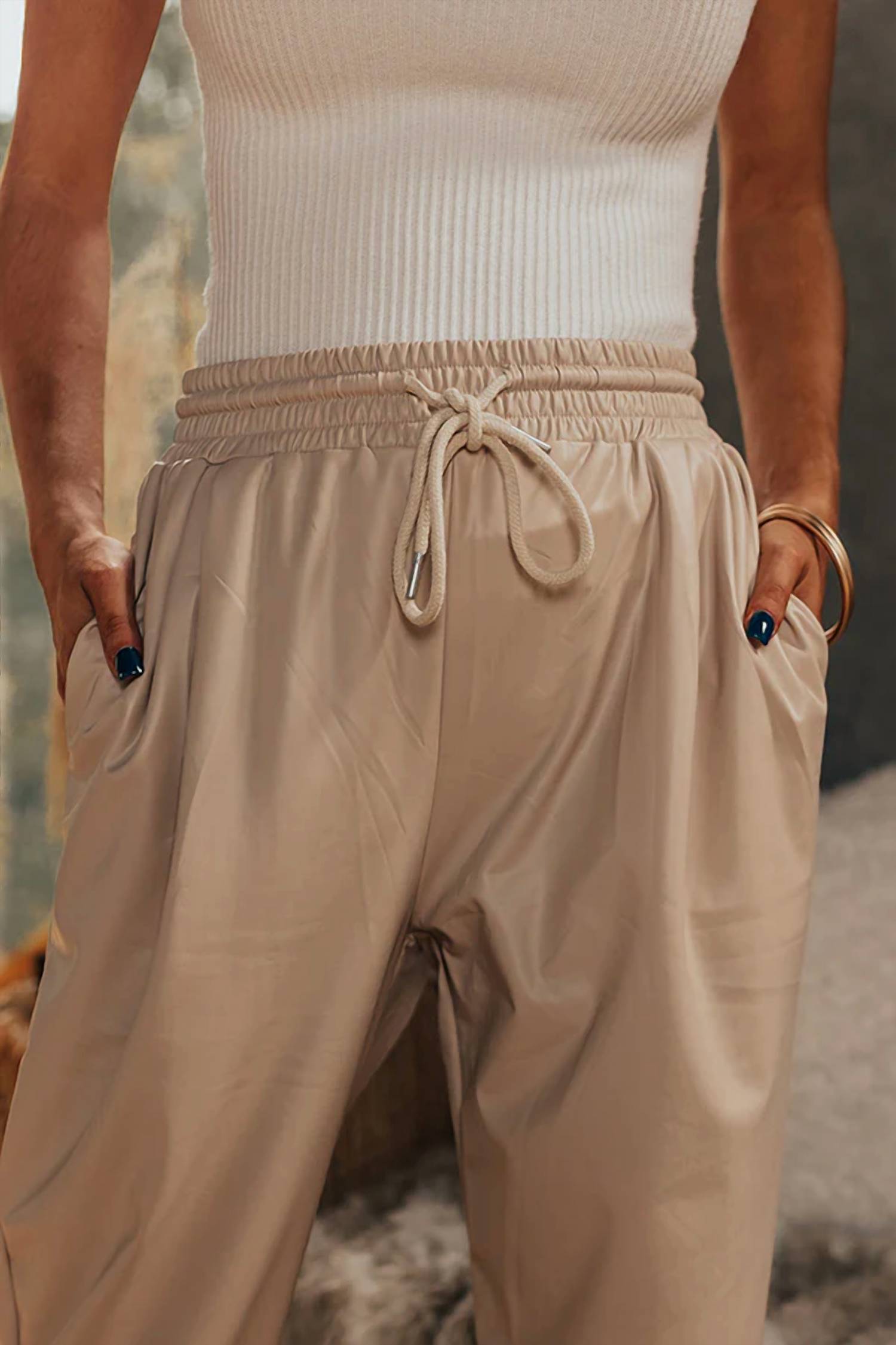 Entro - Kennedy High Waist Faux Leather Joggers