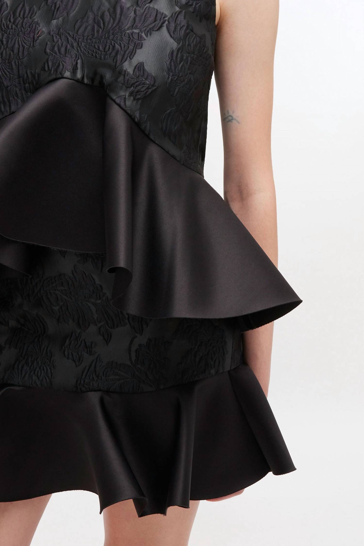 Ganni - Satin Cloque Sleeveless Peplum Blouse