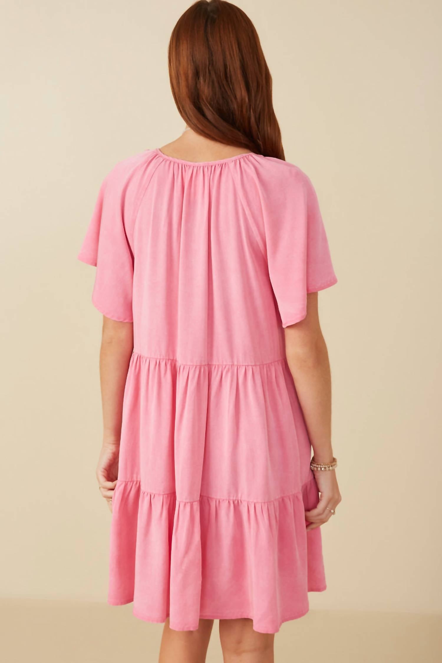 Hayden La - Tiered Tensel V-Neck Dress