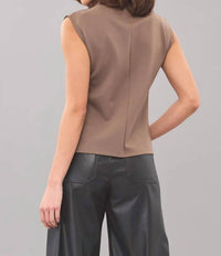 Lola & Sophie - Sporty Neoprene Drape Neck Top