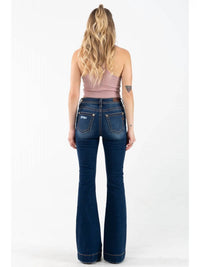 Miss Me High Rise Flare Jeans in dark wash - women's jeans - detail view