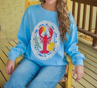 Peach Love - Lemon And Lace Lobster Crewneck Sweatshirt