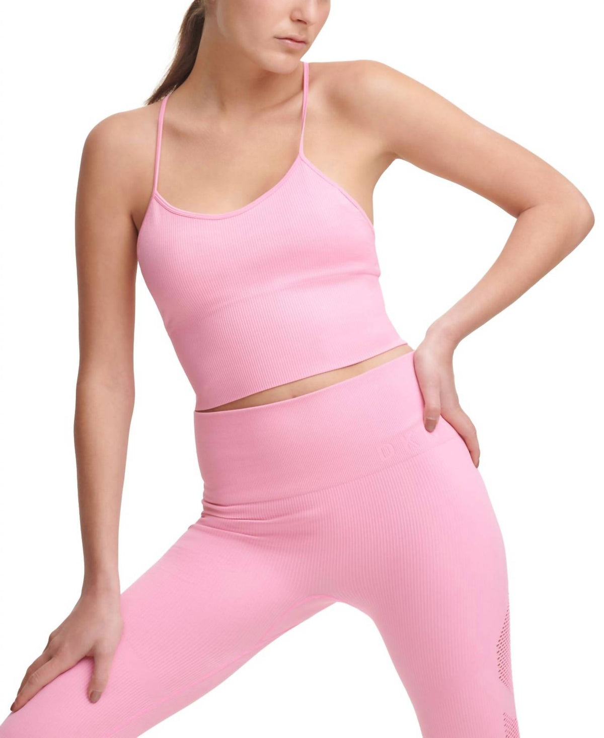 Dkny - Ribbed Strappy Longline Low Impact Sports Bra