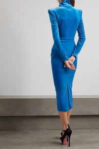 Alex Perry - Preston Velvet Turleneck Twist Long Sleeve Dress