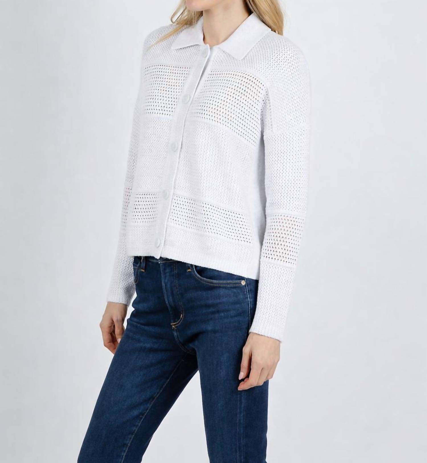 Kinross - Mixed Textured Collared Cardigan