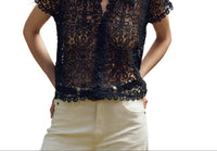 The Great. - Lattice V Neck Top