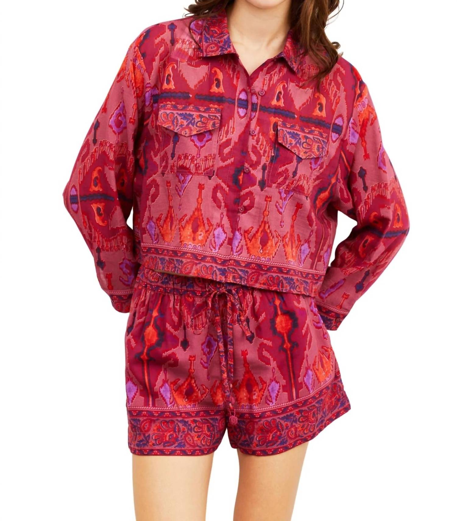 Love The Label - Samba Ikat Print Pul lOn Shorts