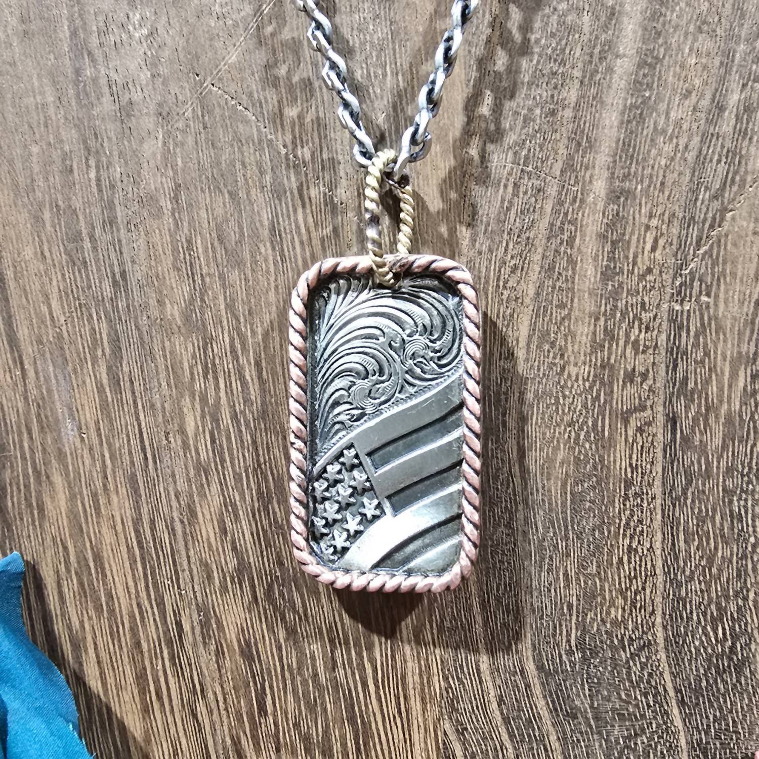Silver Strike - Men's Usa Flag Necklace
