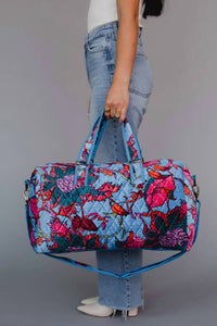 Panache Apparel - Women's Velvet Floral Duffel Bag
