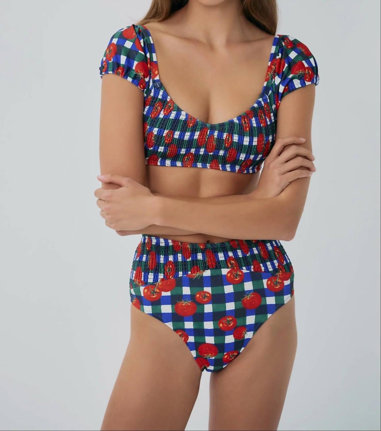 Hutch - Marin Smocked Puff Sleeve Bikini Top