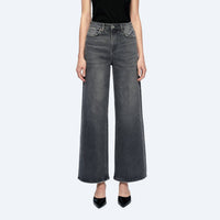 Bayeas Judy High Rise Wide Leg Denim Jeans in charcoal - women's jeans