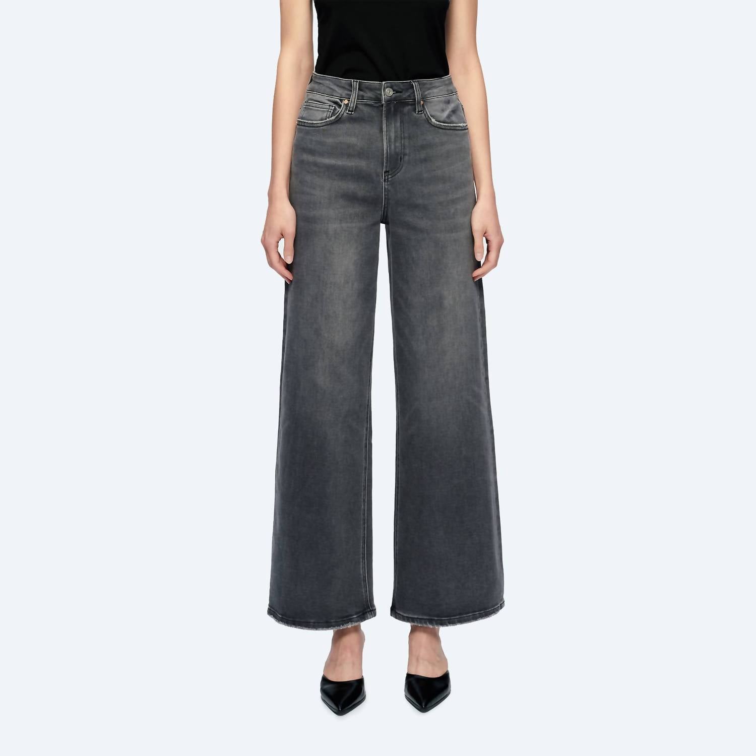 Bayeas Judy High Rise Wide Leg Denim Jeans in charcoal - women's jeans