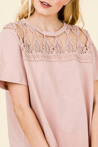 Hailey & Co - Spicy Mauve Crochet Lace Top