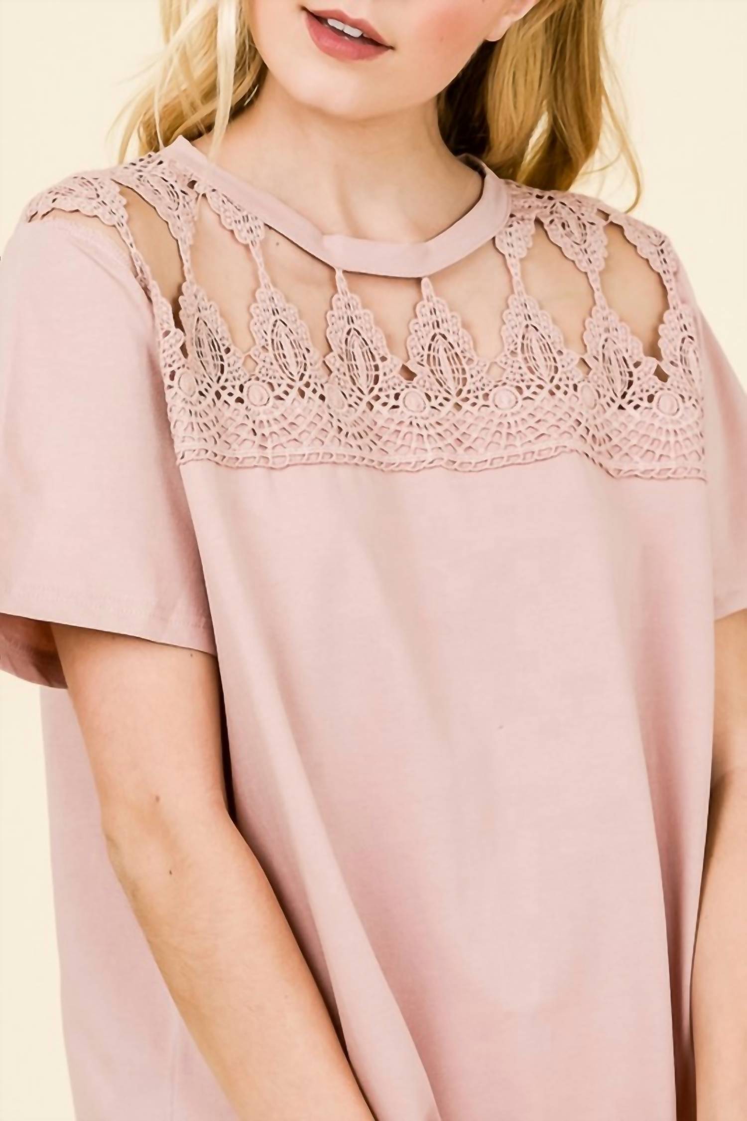 Hailey & Co - Spicy Mauve Crochet Lace Top