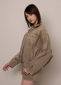 Rd Style - Rumi Stretch Twill Long Sleeve Button Up Bubble Jacket