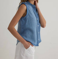 Bella Dahl - Roll Sleeve With Tabs Button Up Top