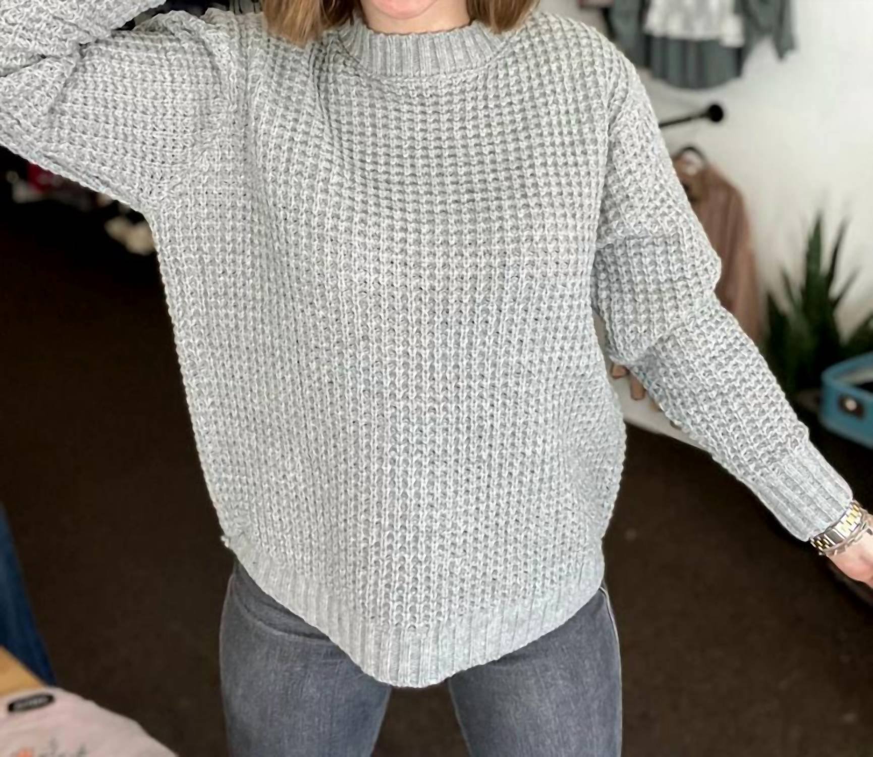 Zenana - Women's Feeling Flawless Waffle Knit Sweater