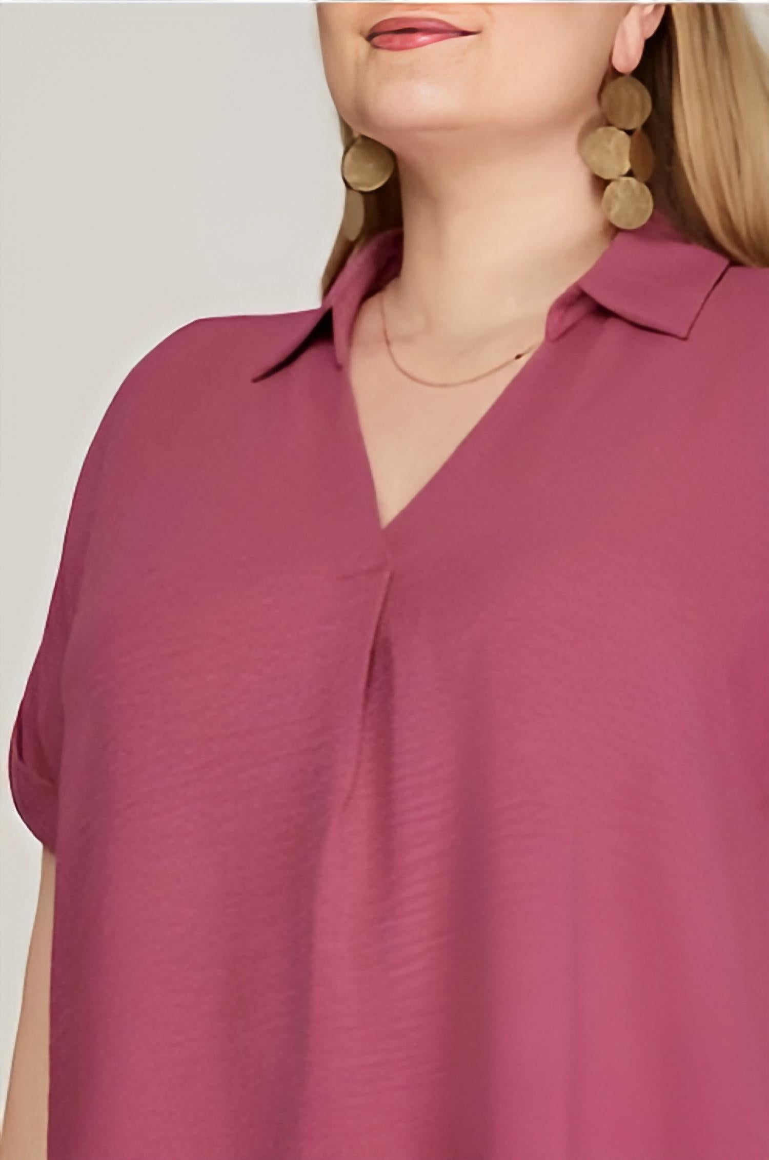 She + Sky - Konnie Drop Shoulder Woven Top - Plus