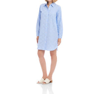 Karen Kane - Stripe Roll-Tab Embellished Shirtdress