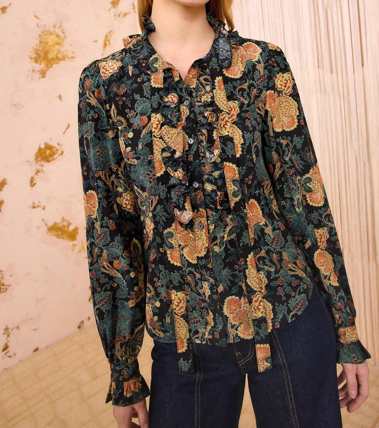 Ulla Johnson - Catroux Silk Long Sleeve Button Front Blouse