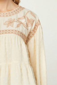 Entro - Embroidered Swiss Dot Blouse