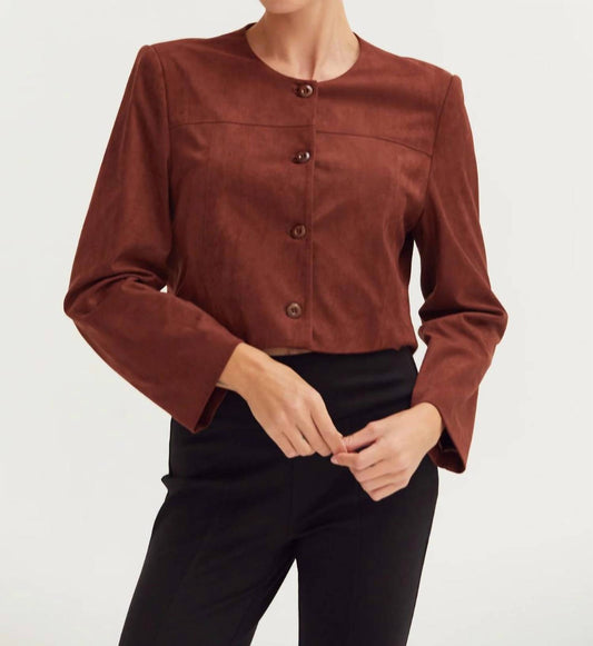 Crescent - Lenny Suede Collarless Cropped Jacket