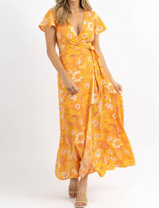 HONEY RUST WRAP MAXI DRESS