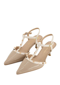 Andrea Women's Studded Slingback Pump in beige - women's heels - view 4