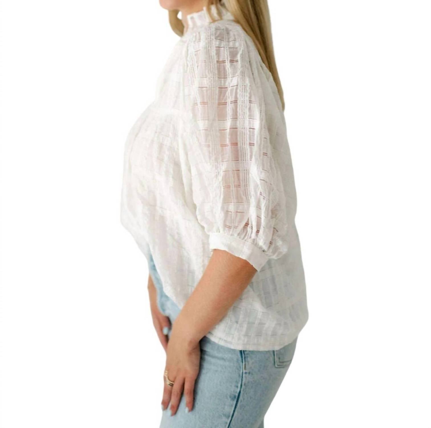 Jade - High Neck Puff Sleeve Top