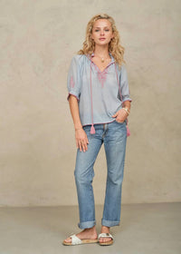 M.A.B.E. - Talia Embroidered Short Sleeve Top