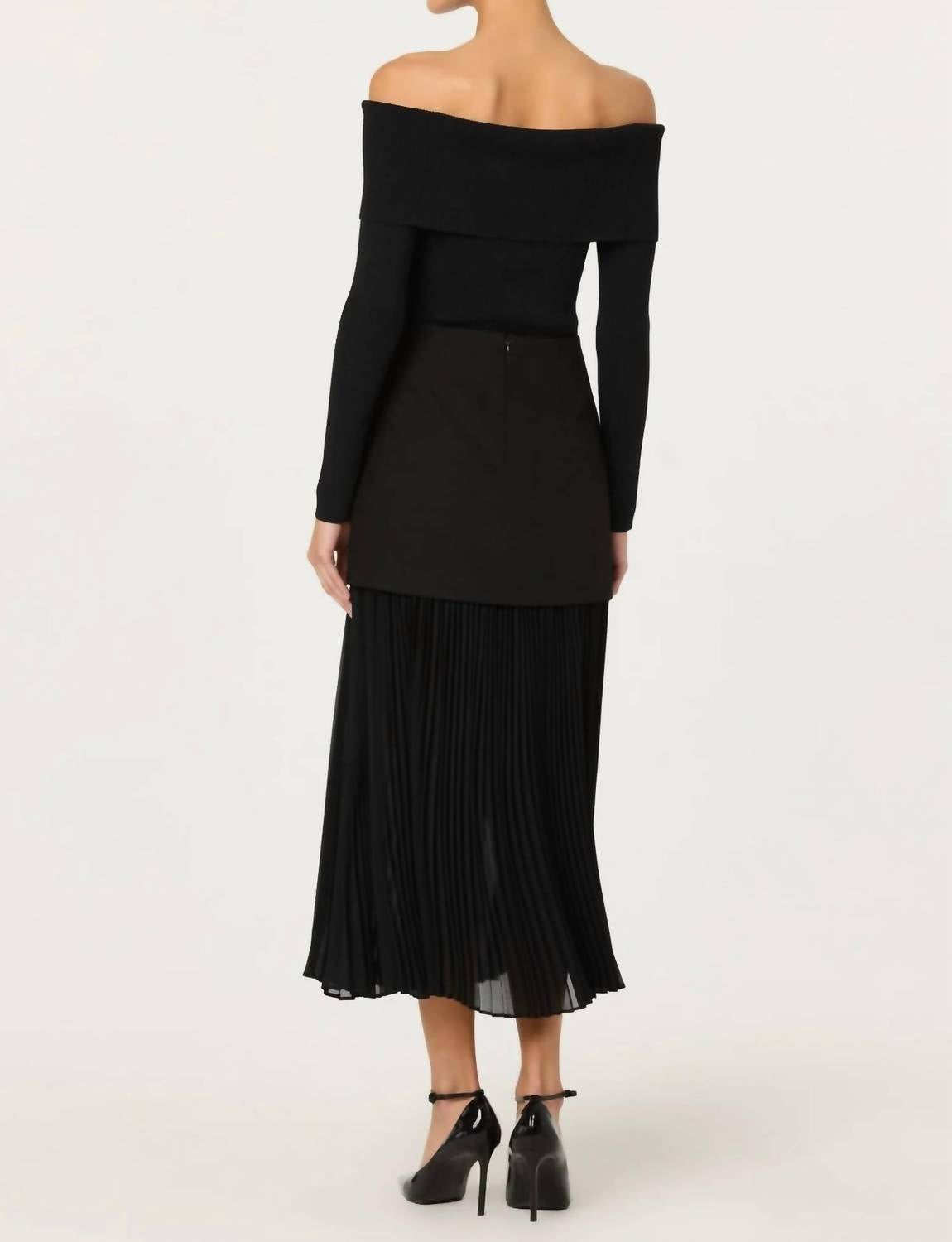 ASTR Deaile Contrast Layered Pleated Midi Skirt in black - women's skirt - view 5