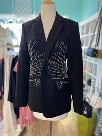 AZI Women's Daphne crystal Stud fitted blazer in black - women's jacket