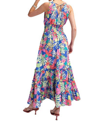 Easel - Tropical Print Peach Blossom Maxi Dress