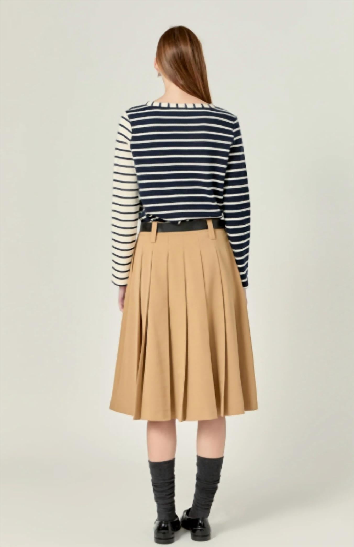 English Factory Stripe Long Sleeve Tee in navy multi - women's long sleeve top - detail view