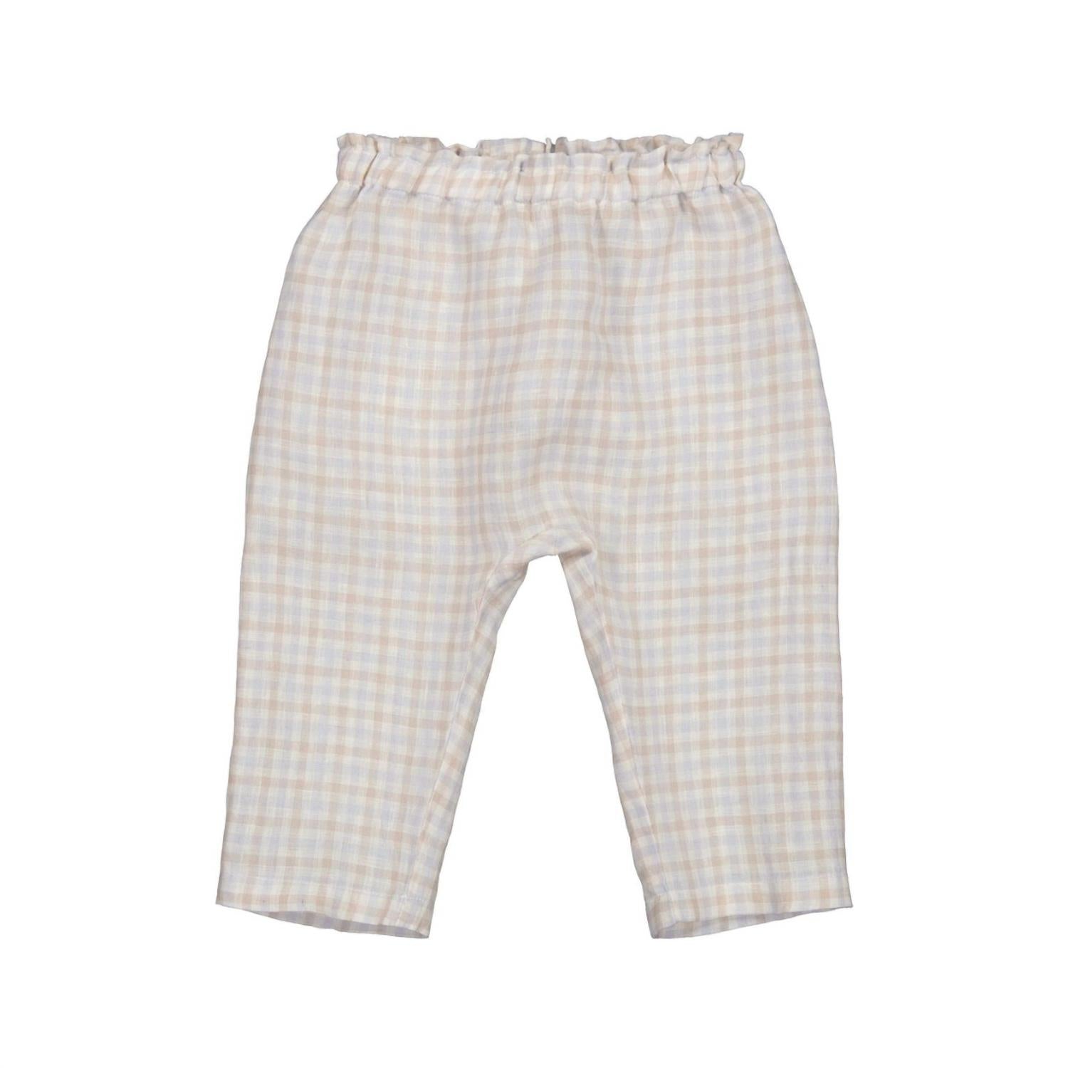 MarMar Copenhagen Panu Linen Pants in summer check - kids' joggers - detail view